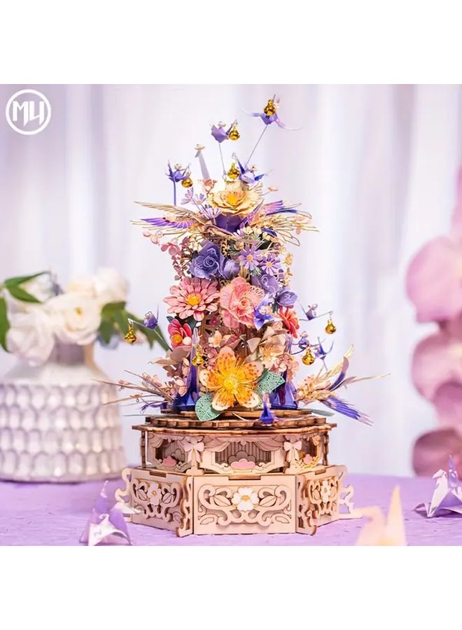 Drunken Flower DIY Metal Puzzle Music Box Rotating Table Model Ideal Gift - Image 2